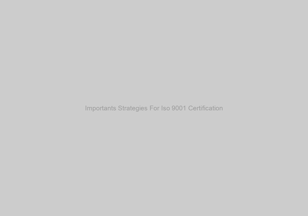 Importants Strategies For Iso 9001 Certification